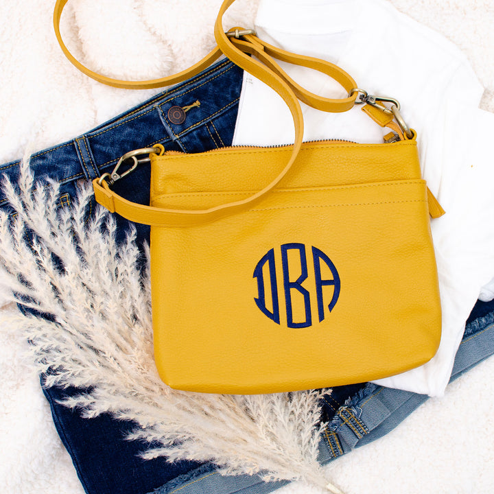Layla Top Zip Crossbody Purse - Monogrammed Cross Body Bag - 7 Colors