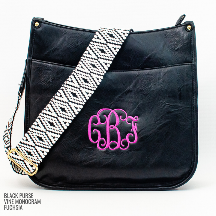 Vegan Leather Crossbody Purse With Guitar Strap - Monogrammable Pursel