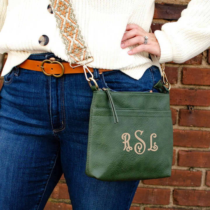 Layla Top Zip Crossbody Purse - Monogrammed Cross Body Bag - 7 Colors