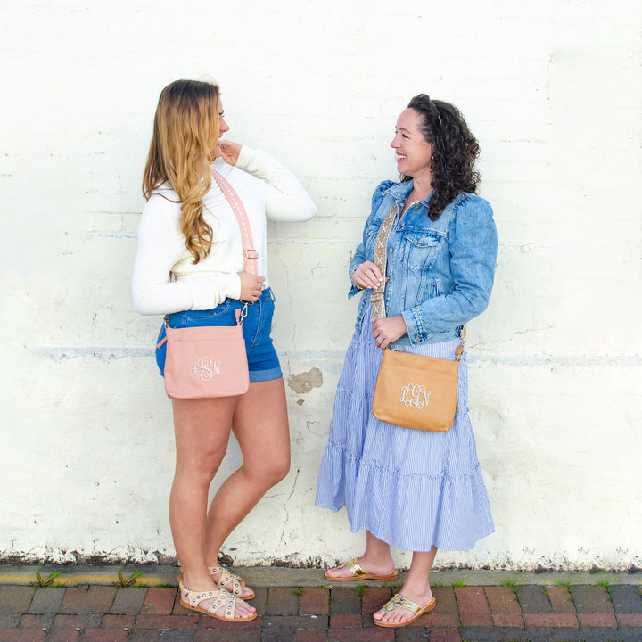 Layla Top Zip Crossbody Purse - Monogrammed Cross Body Bag - 7 Colors