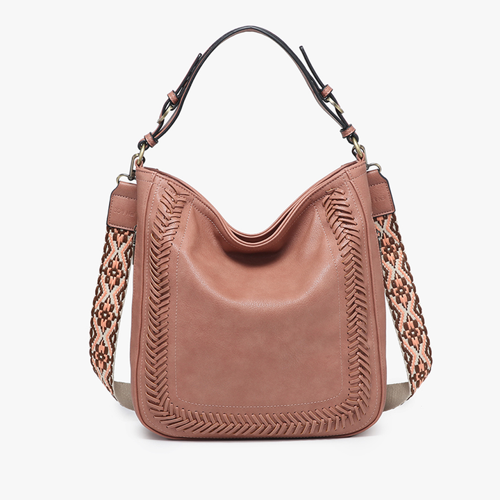 Jen & Co Aris Small Whipstitch Crossbody with Guitar Strap - Monogrammed Cross Body Purse