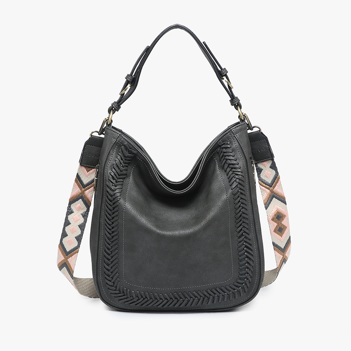 Jen & Co Aris Small Whipstitch Crossbody with Guitar Strap - Monogrammed Cross Body Purse