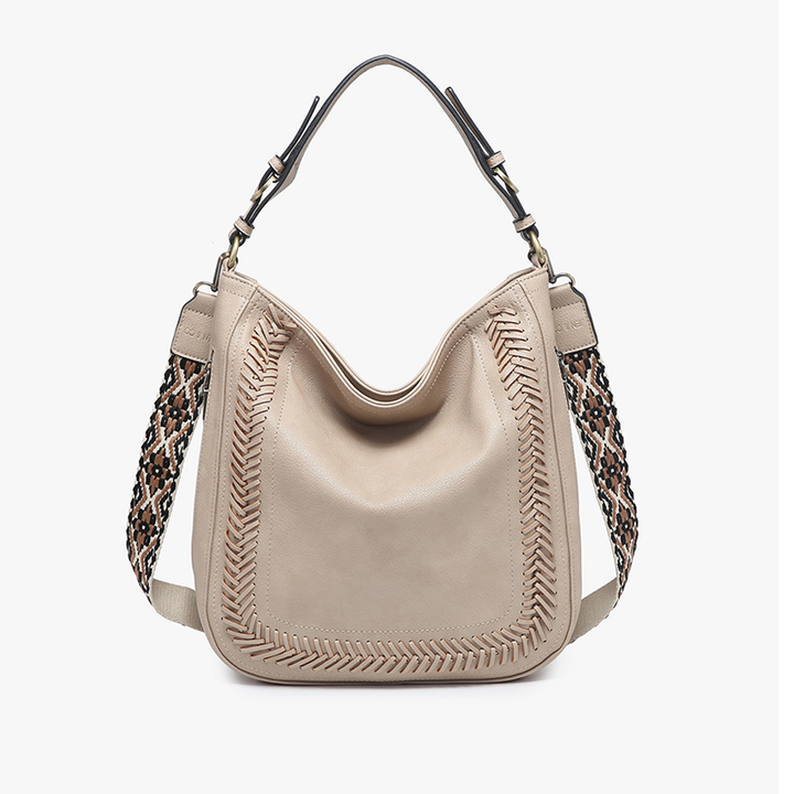 Jen & Co Aris Small Whipstitch Crossbody with Guitar Strap - Monogrammed Cross Body Purse