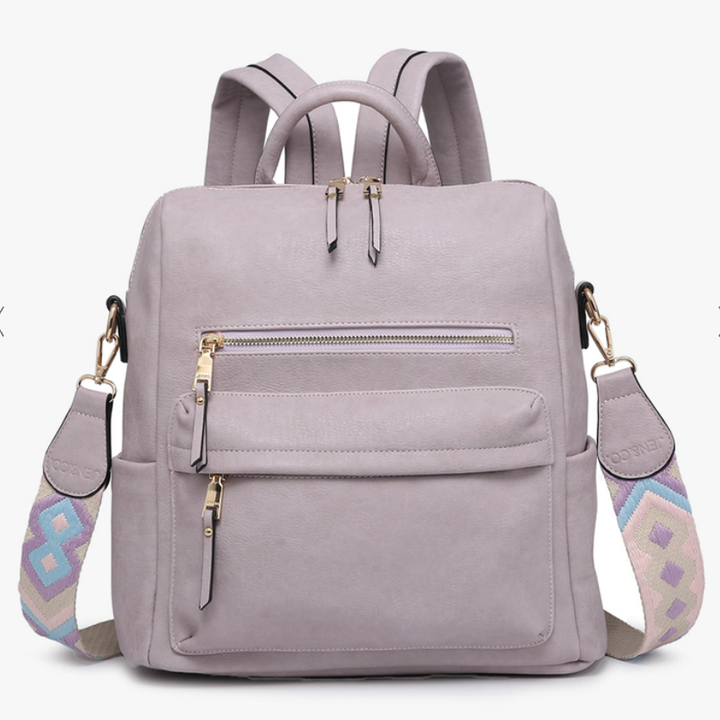 Vegan Leather Convertible Backpack with Guitar Strap - 9 Colors