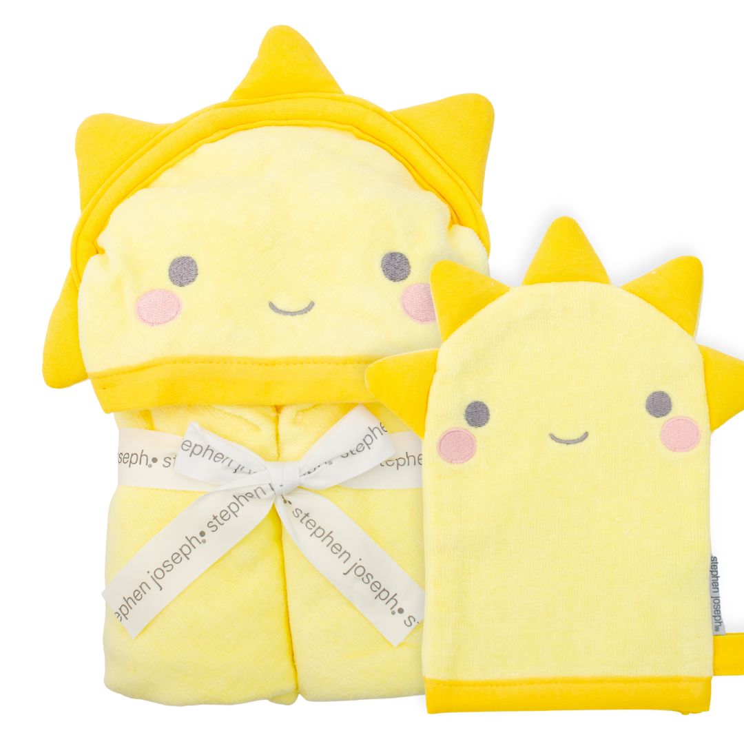 Personalized Hooded Towel Set for Baby and Toddler - Stephen Joseph - Sunshine
