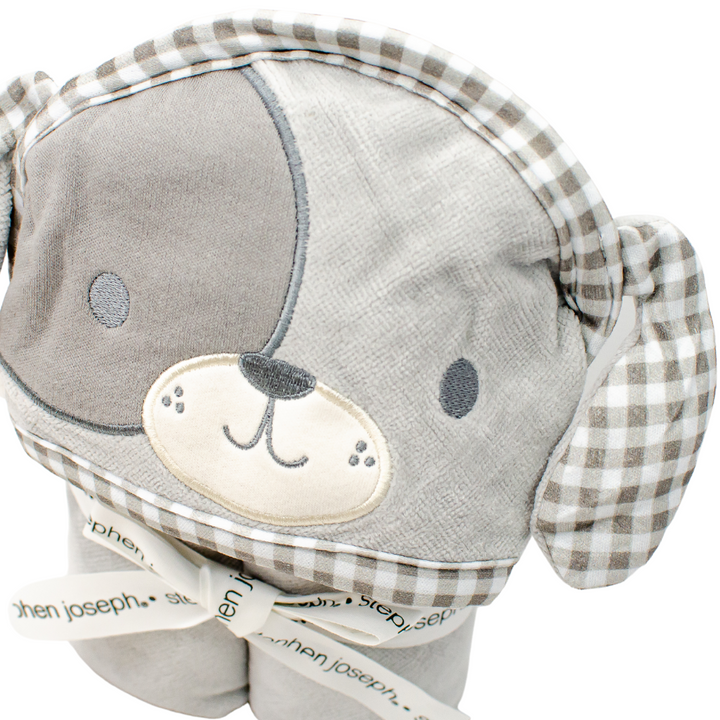 Gray Puppy Stephen Joseph Personalized Hooded Towel Set for Baby and Toddler