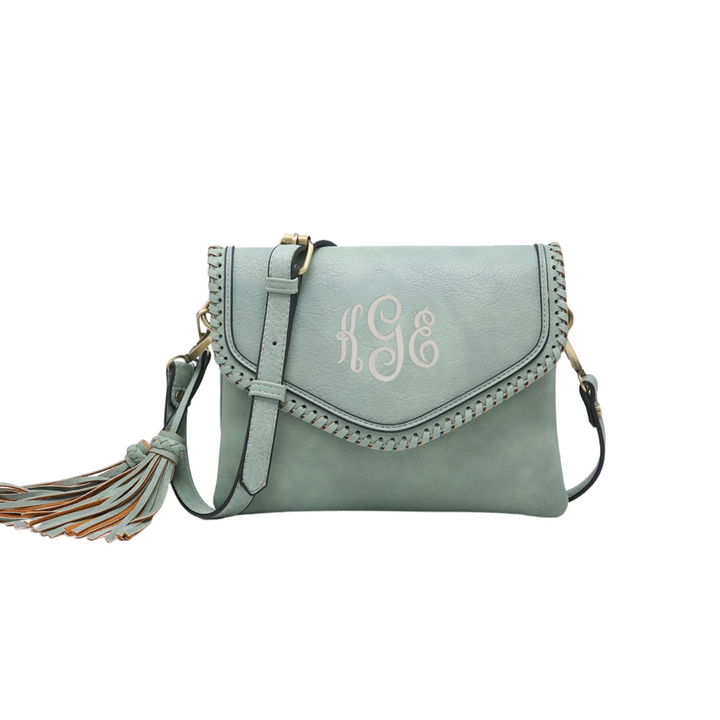 Sadie Crossbody Purse - Monogrammed Cross Body with Tassel - Guitar Strap Add On