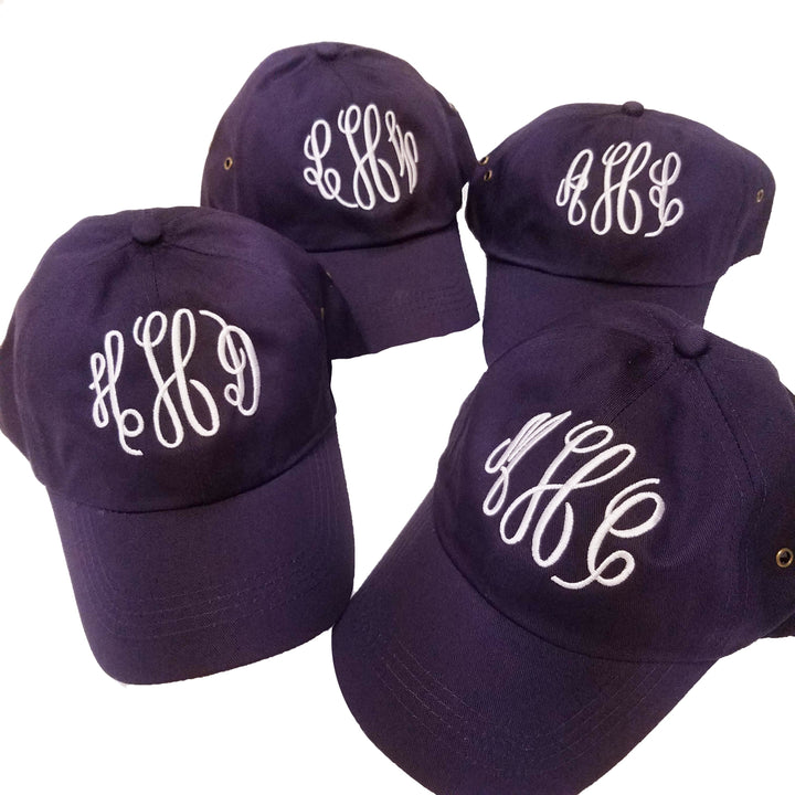 Solid Monogrammed Ball Cap Hat - 5 Colors