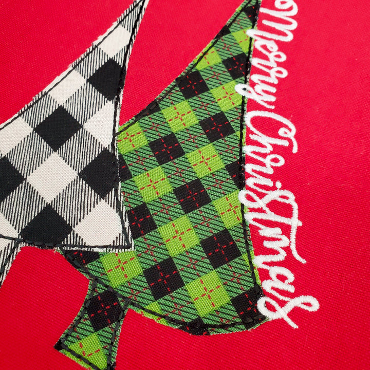 Christmas Tree Applique Kitchen Towel - Red Christmas Tea Towel - Farmhouse Decor