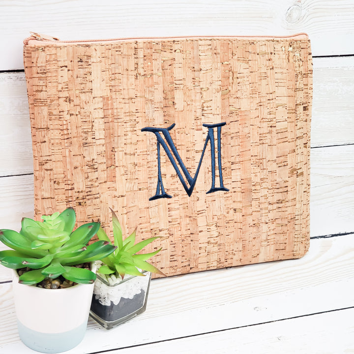 Cork Zippered Pouch - Gold Accents