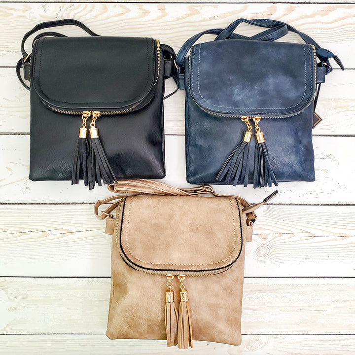 Fold-over Two Compartment Crossbody Purse - 3 Colors