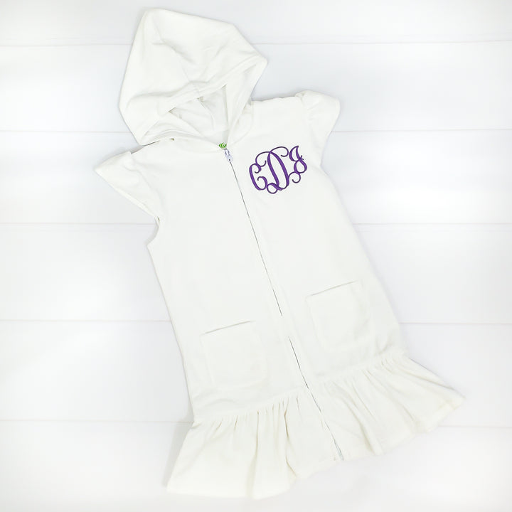 Girls Terry Cover Up - White