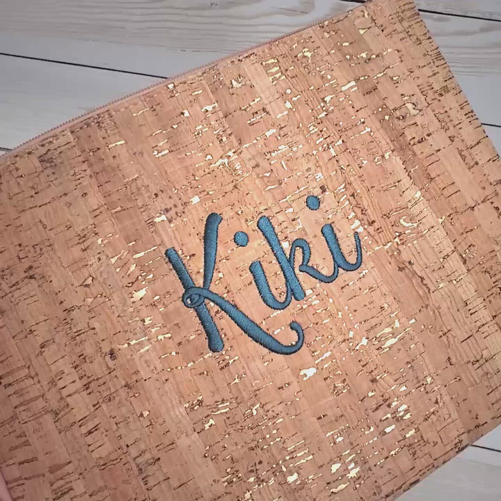 Cork Zippered Pouch - Gold Accents