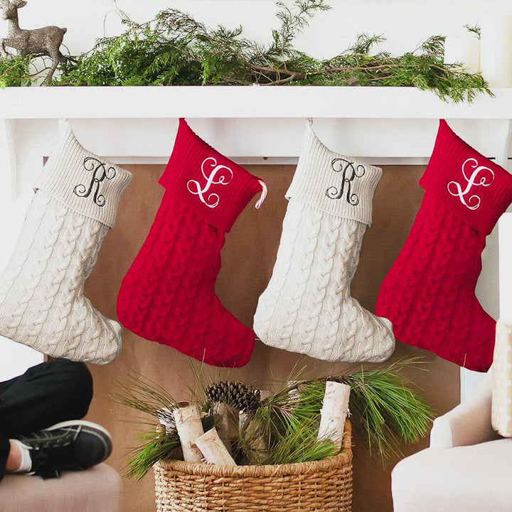 Cable Knit Stocking - 4 Colors - Personalized Christmas Stocking
