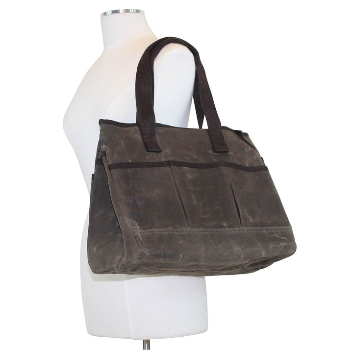 Waxed Canvas Utility Tote - Father's Day Gift - Gift for Men - Olive Brown