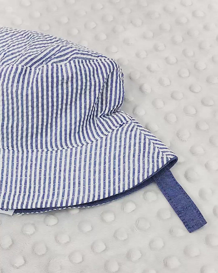 Baby Boy Toddler Personalized Bucket Hat Seersucker Sun Hat - Blue