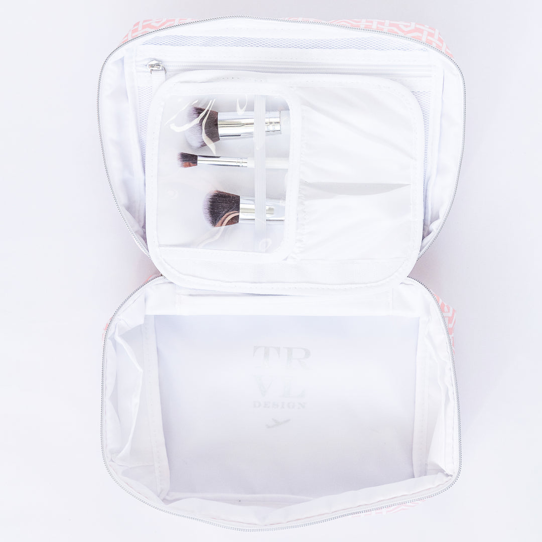 Monogrammed Travel Case - Cosmetic Bag - TRVL Design - On The Case - Lattice Blush or Floral Mist