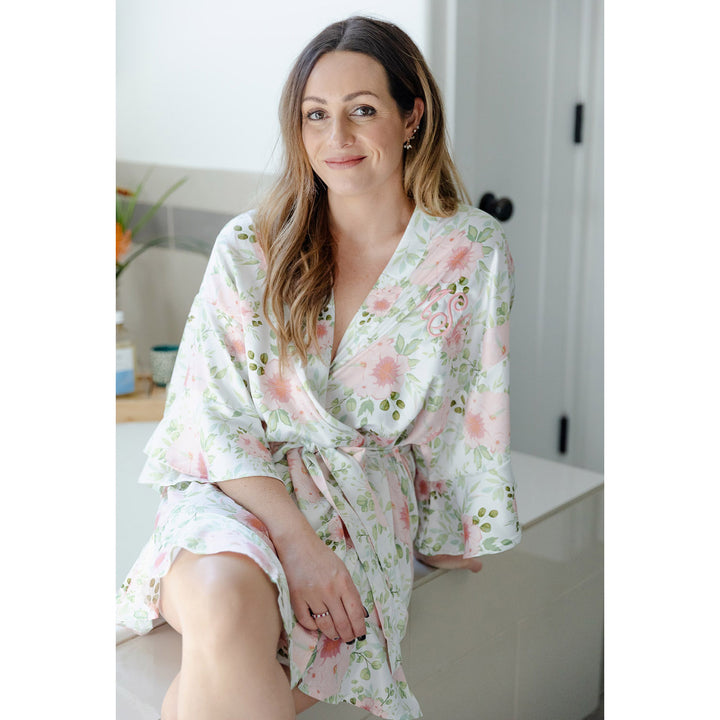 Satin Silky Monogrammed Robe - 3 Colors
