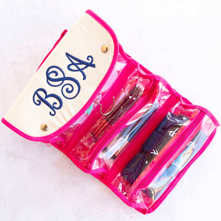 Canvas Hanging Organizer - Roll Up Travel Cosmetics Case - 3 Colors
