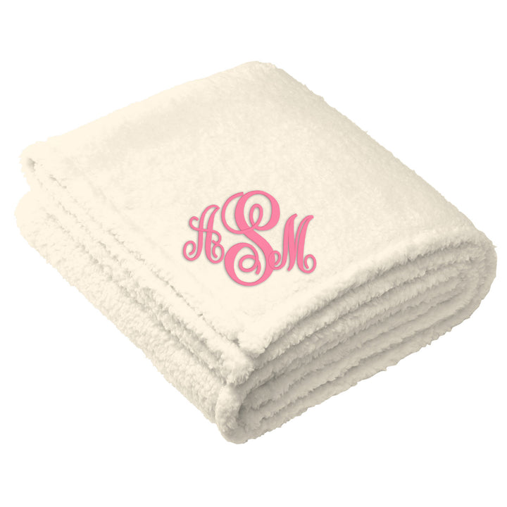 Sherpa Fleece Monogrammed Blanket - 4 Colors