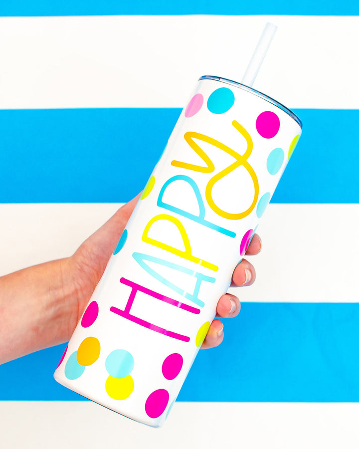 Stainless Skinny Tumbler + Beach Tote Gift Set | Happy Drinkware