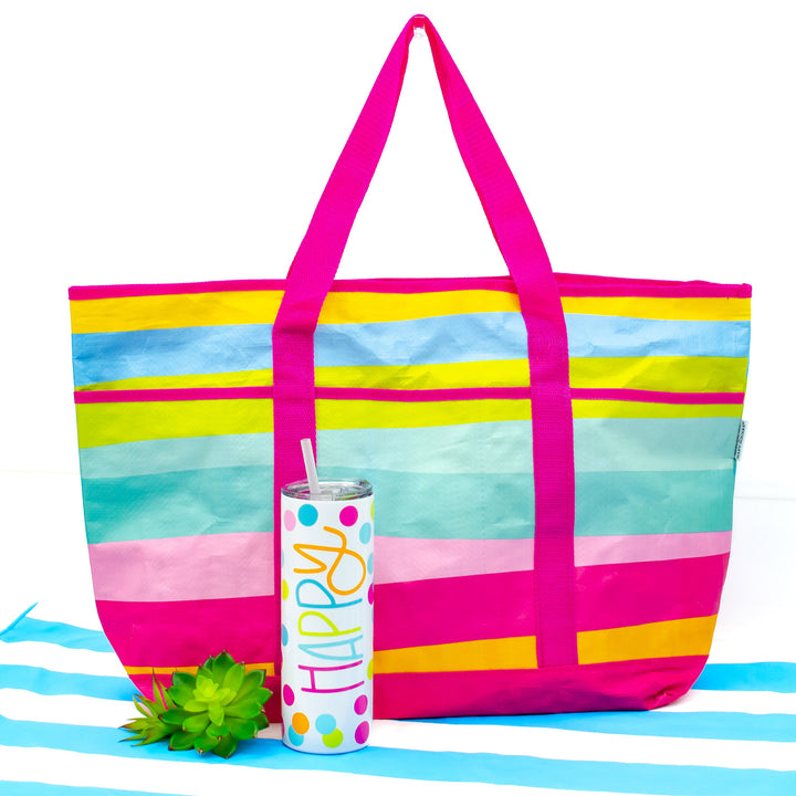 Stainless Skinny Tumbler + Beach Tote Gift Set | Happy Drinkware
