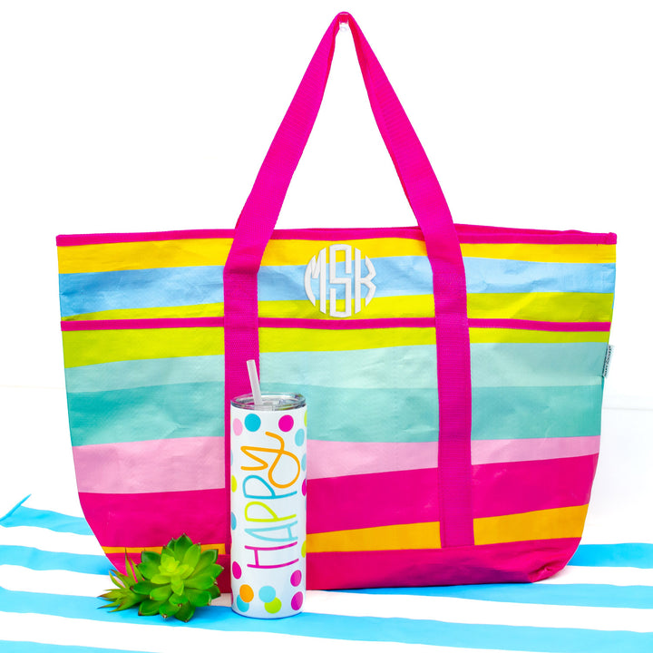Stainless Skinny Tumbler + Beach Tote Gift Set | Happy Drinkware