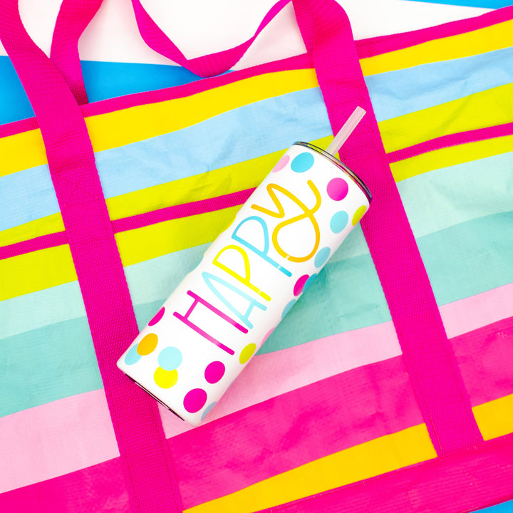 Stainless Skinny Tumbler + Beach Tote Gift Set | Happy Drinkware