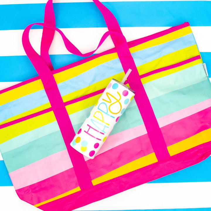 Stainless Skinny Tumbler + Beach Tote Gift Set | Happy Drinkware