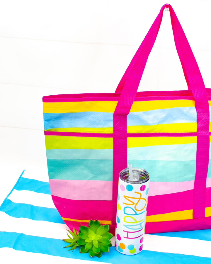 Stainless Skinny Tumbler + Beach Tote Gift Set | Happy Drinkware