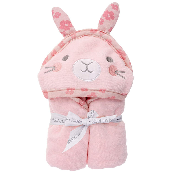 Stephen Joseph Personalized Hooded Towel Set for Baby and Toddler - Pink Bunny