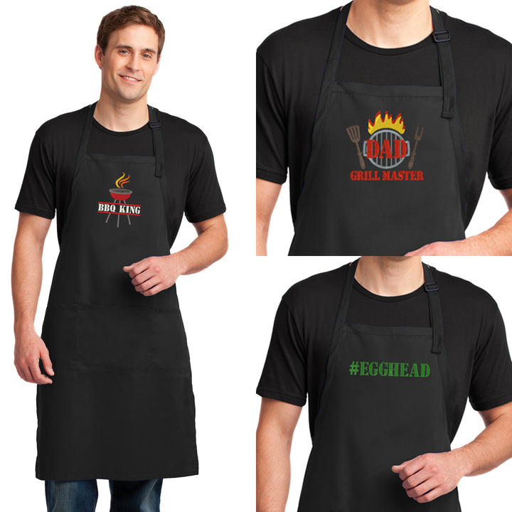 BBQ Apron - Grilling Apron - Father's Day Gift - BBQ King, Egghead, Grill Master