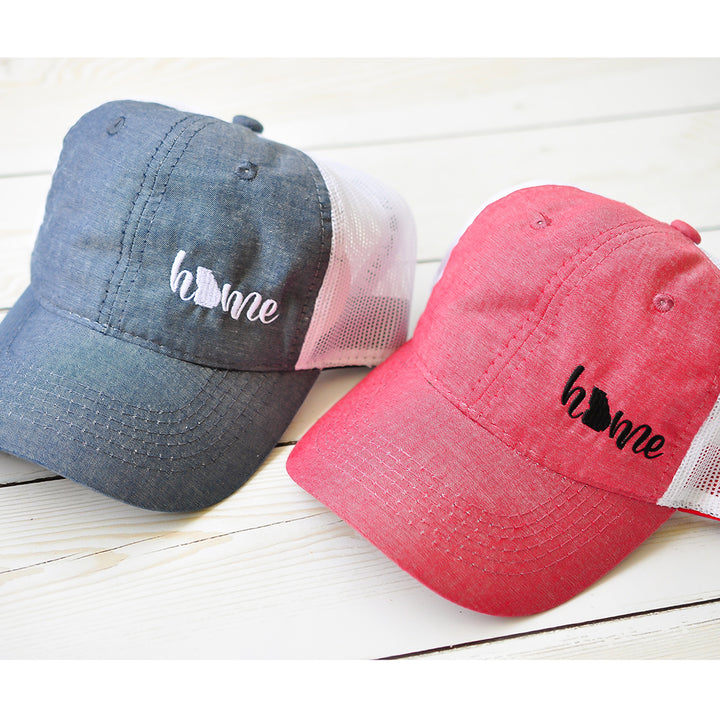 Ladies Mesh Back Chambray Trucker Hat - 3 Colors - Georgia Home Design