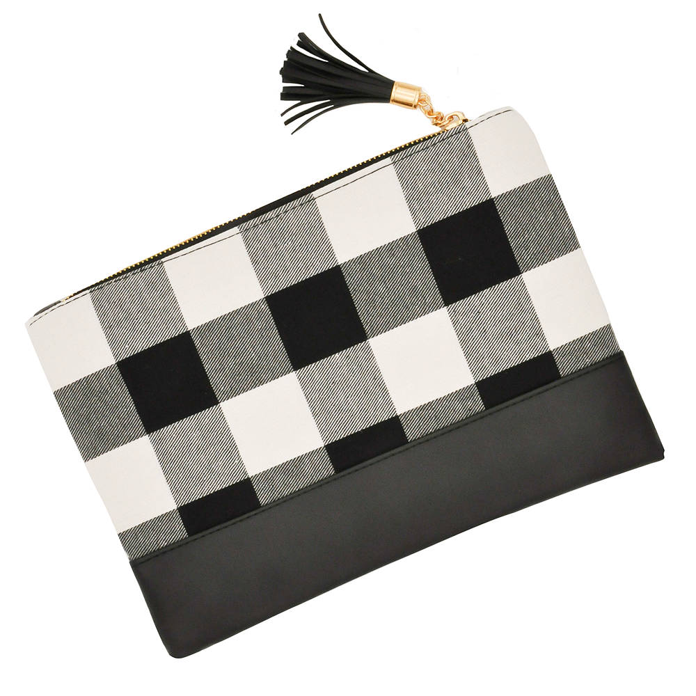 Buffalo Plaid Pouch - Black and White