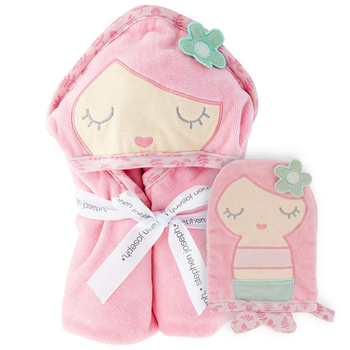 Mermaid Personalized Hooded Towel Set for Baby and Toddler -  Stephen Joseph