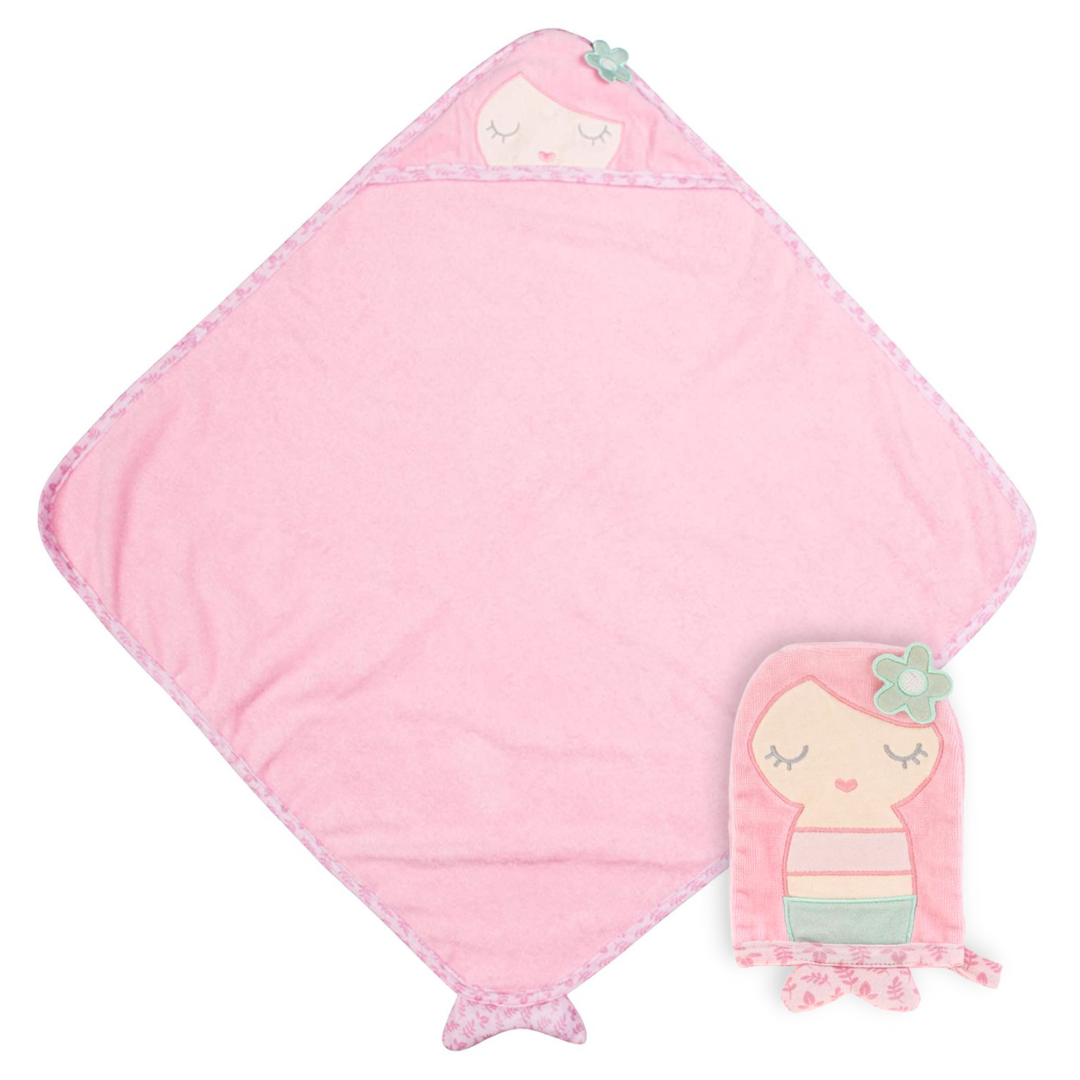 Mermaid Personalized Hooded Towel Set for Baby and Toddler -  Stephen Joseph