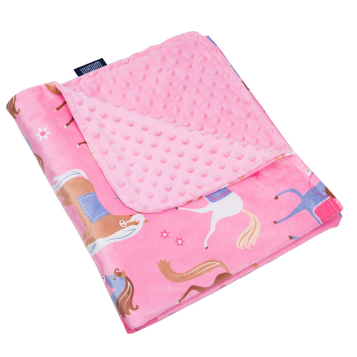 Personalized Plush Minky Dot Baby Blanket - Wildkin - Horses