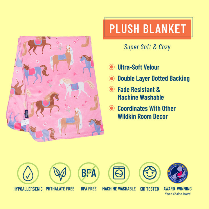 Personalized Plush Minky Dot Baby Blanket - Wildkin - Horses