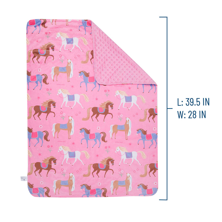 Personalized Plush Minky Dot Baby Blanket - Wildkin - Horses