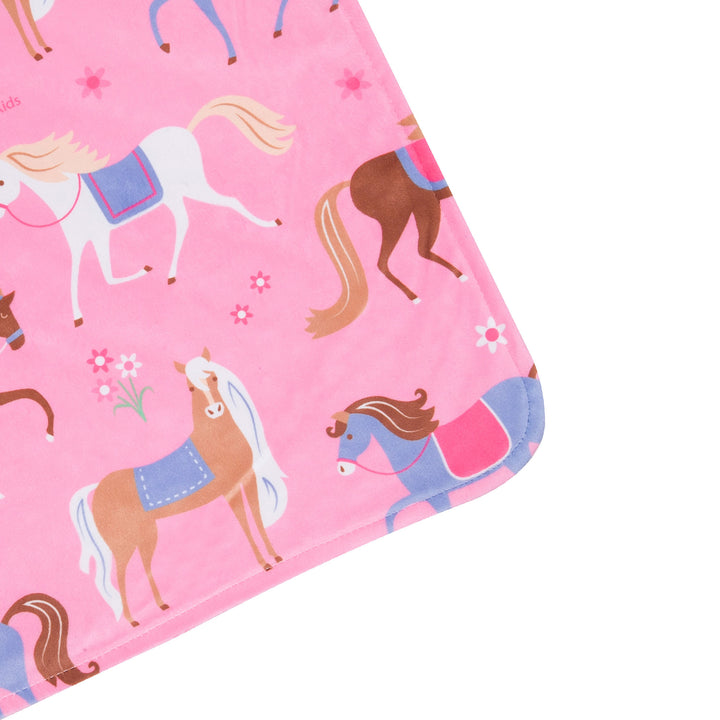 Personalized Plush Minky Dot Baby Blanket - Wildkin - Horses