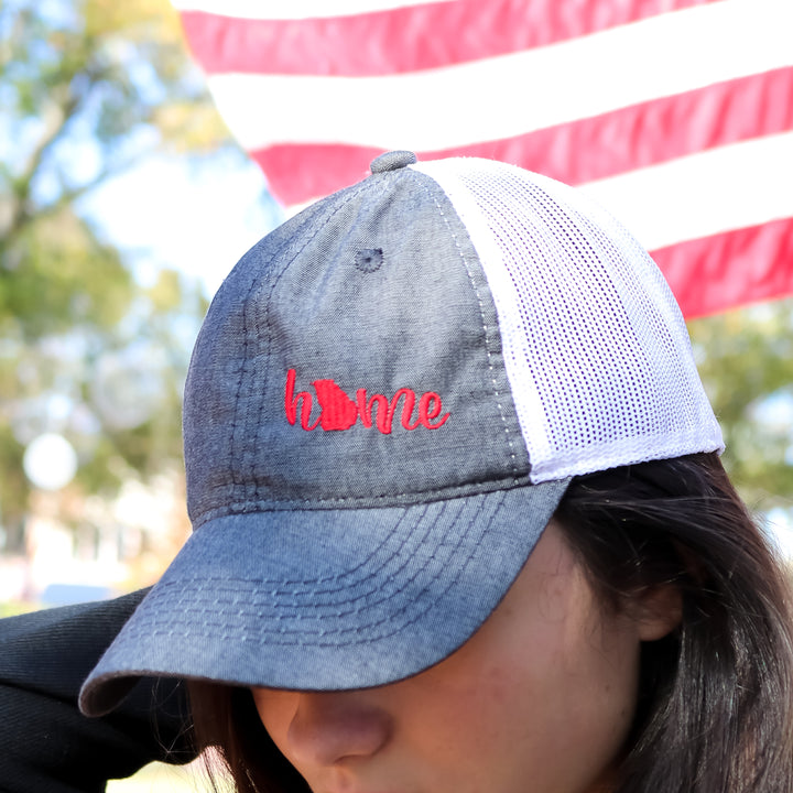 Ladies Mesh Back Chambray Trucker Hat - 3 Colors - Georgia Home Design