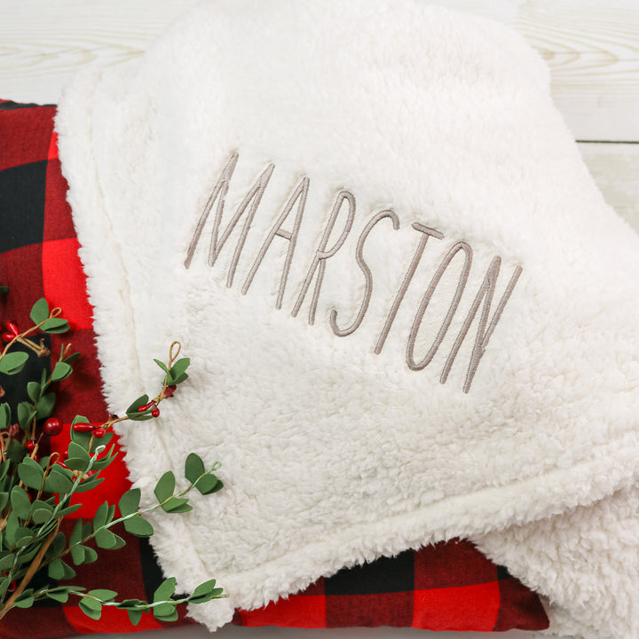 Sherpa Fleece Monogrammed Blanket - 4 Colors