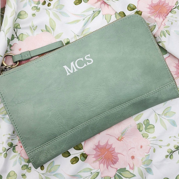 Karina Crossbody Wristlet Wallet - Monogrammed Wallet - Guitar Strap Crossbody