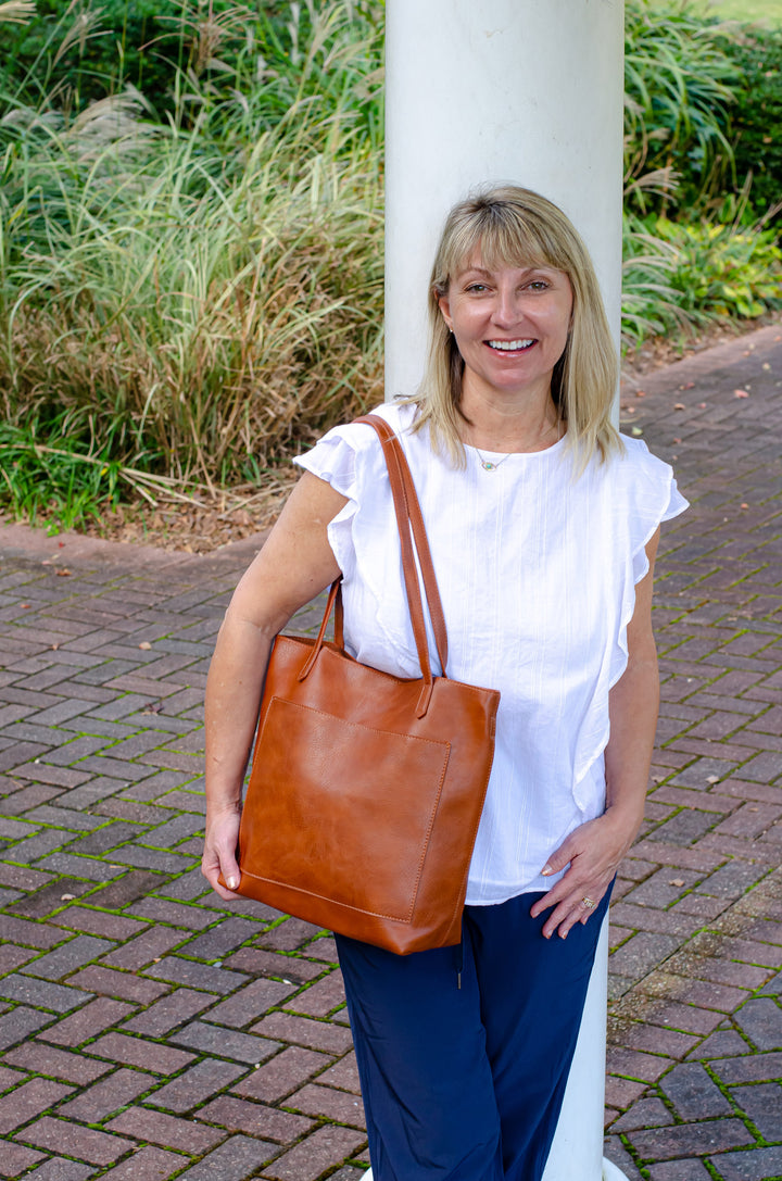 Soft Vegan Leather Shoulder Bag / Crossbody Tote - 2 Colors