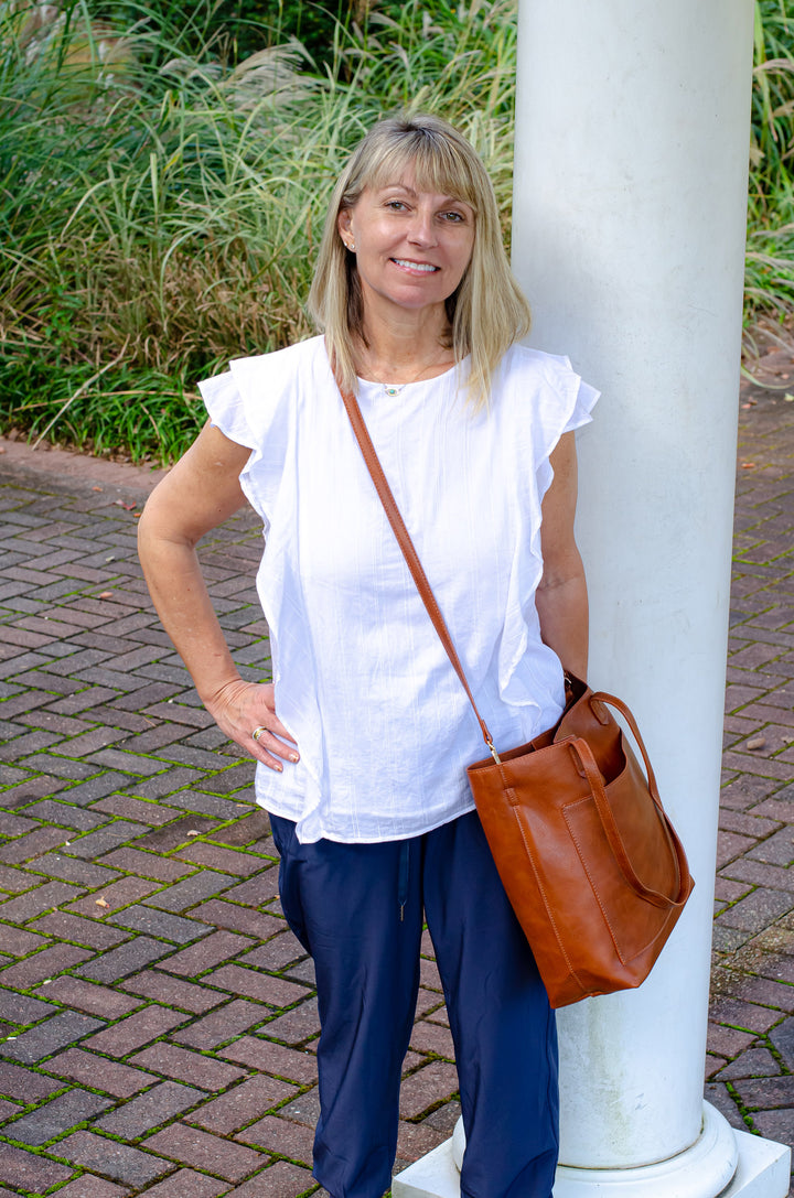Soft Vegan Leather Shoulder Bag / Crossbody Tote - 2 Colors