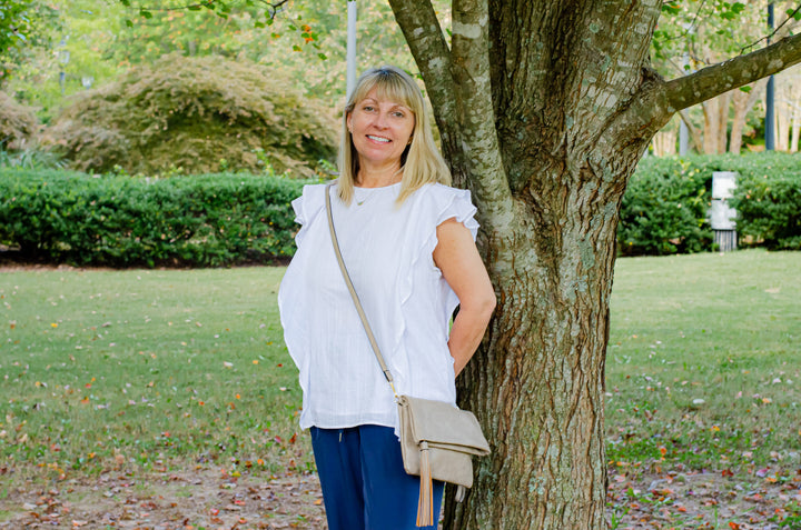 Flapover Crossbody Clutch with Tassel -  Vegan Leather - 3 Colors