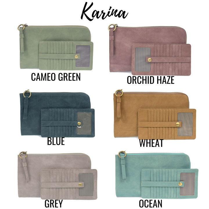 Karina Crossbody Wristlet Wallet - Monogrammed Wallet - Guitar Strap Crossbody