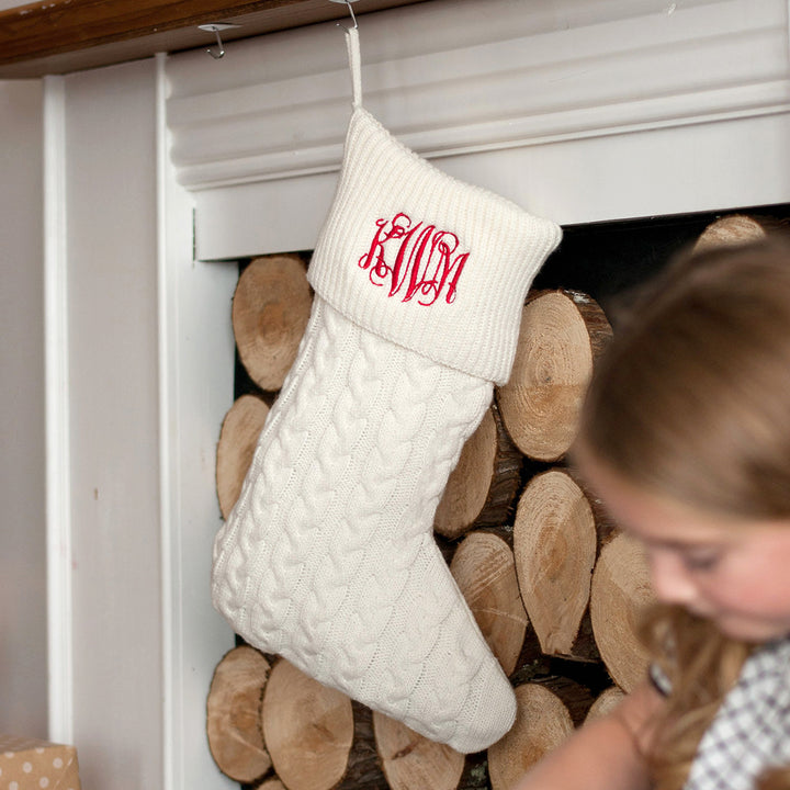 Cable Knit Stocking - 4 Colors - Personalized Christmas Stocking