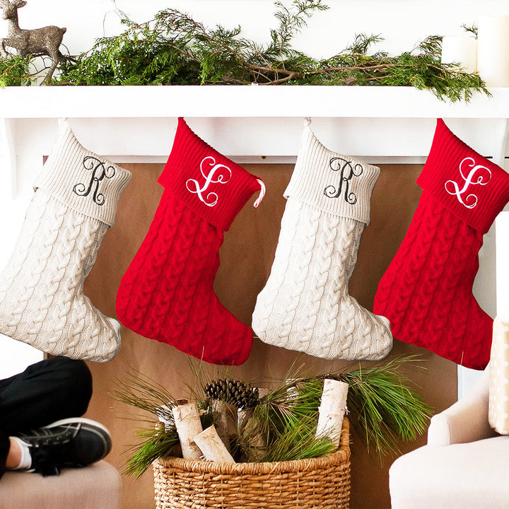 Cable Knit Stocking - 4 Colors - Personalized Christmas Stocking