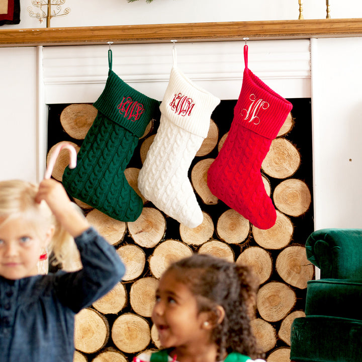 Cable Knit Stocking - 4 Colors - Personalized Christmas Stocking